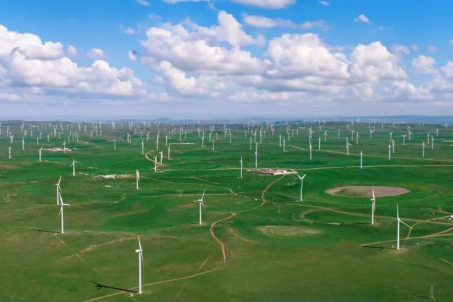 Wind plant on the Hulunbuir Grassland in China